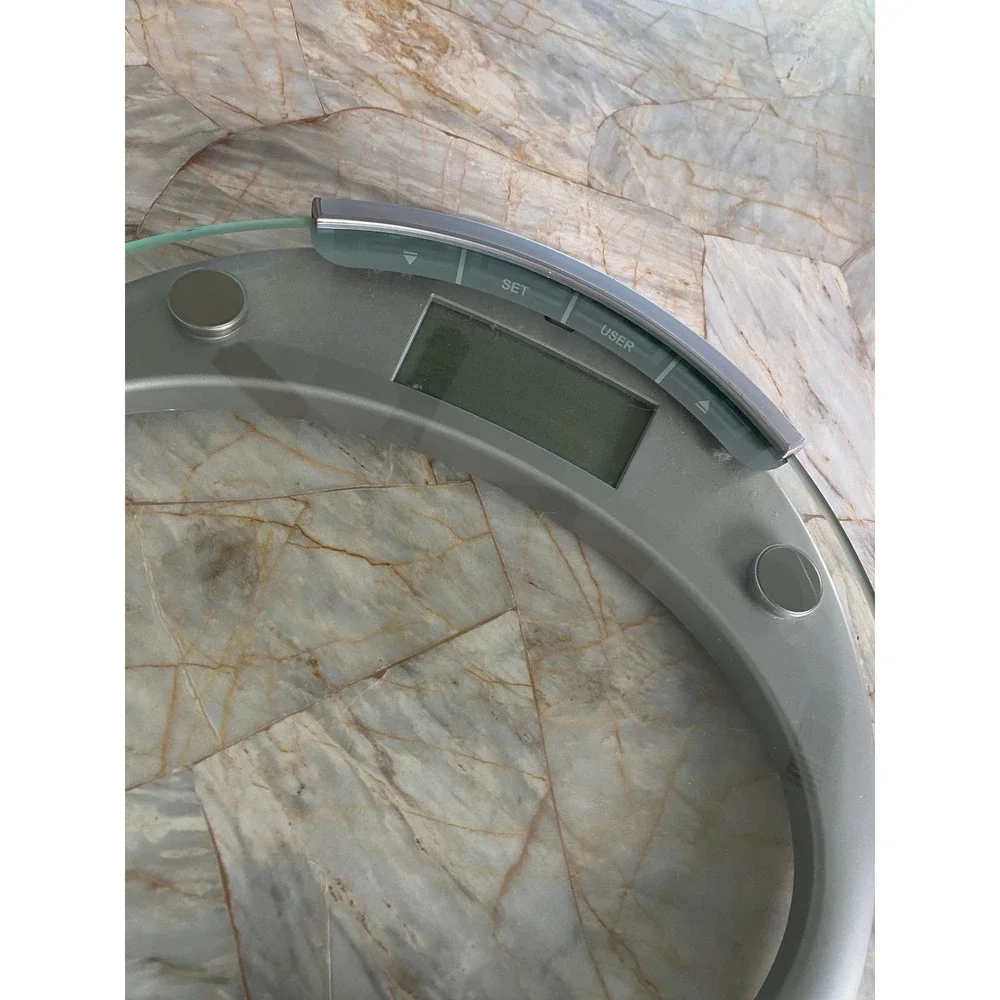 Thinner by Conair Digital Bathroom Scale Glass Silver Modern Weight Tracker